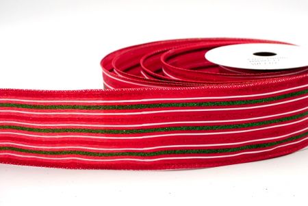 Red_Glittery Tri-Color Stripes Wired Ribbon_KF8840GC-7-7