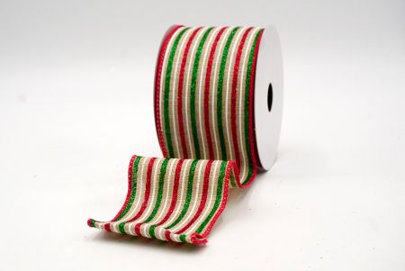 Natural_Glittery Tri-Color Stripes Wired Ribbon_KF8841GC-14-7