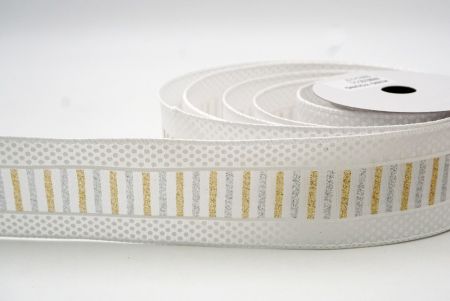 White_Christmas Dots and Glitter Stripes Wired Ribbon_KF8851GC-1-1