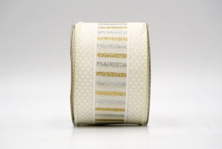 Cream_Christmas Dots and Glitter Stripes Wired Ribbon_KF8851GC-2-2