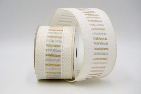 Cream_Christmas Dots and Glitter Stripes Wired Ribbon_KF8851GC-2-2