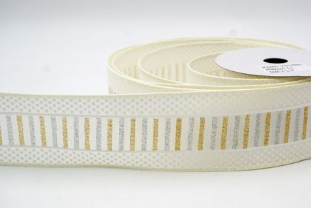 Cream_Christmas Dots and Glitter Stripes Wired Ribbon_KF8851GC-2-2