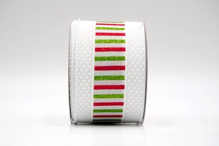 White_Christmas Dots and Glitter Stripes Wired Ribbon_KF8852GC-1-1