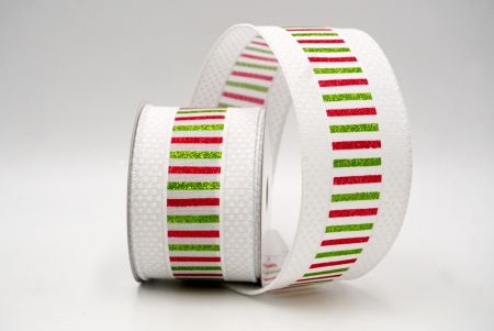 White_Christmas Dots and Glitter Stripes Wired Ribbon_KF8852GC-1-1