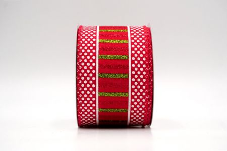 Nastro wired a pois rossi e strisce glitterate_KF8852GC-7-7