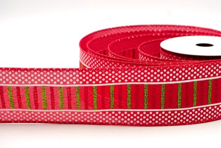 Rode_Kerst Dots en Glitter Strepen Wired Ribbon_KF8852GC-7-7