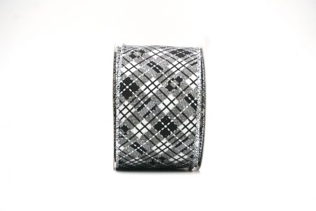 White Elegant Tartan Plaid Wired Ribbon CollectionKF8853G-1