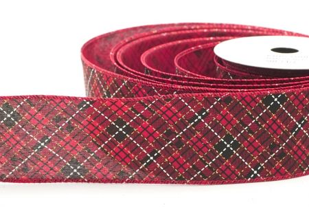 Red/Gold Elegant Tartan Plaid Wired Ribbon CollectionKF8853GC-7G