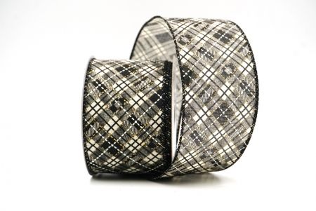 Cream White Elegant Tartan Plaid Wired Ribbon CollectionKF8854GC-2-53