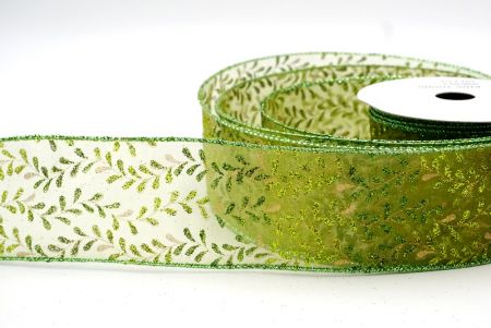 Groene Doorzichtige_Glitterende Bladwijnstok Draadlint_KF8856GI-3