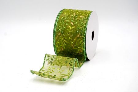 Groene Doorzichtige_Glitterende Bladwijnstok Draadlint_KF8856GI-3