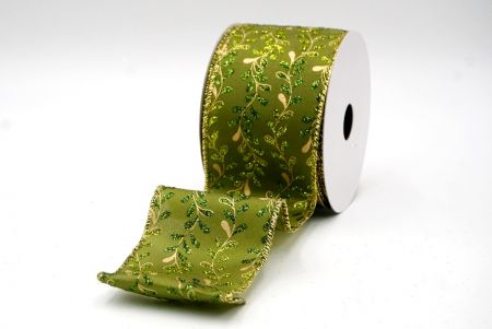 Green_Glittery Leaf Vine Wired Ribbon_KF8858G-3