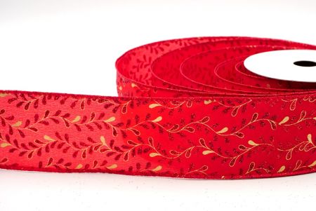 Red_Glittery Leaf Vine Wired Ribbon_KF8858GC-7-7