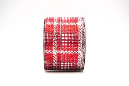 Red/Silver Checkered Plaid with Gold Accents Wired Ribbon_KF8860G-7