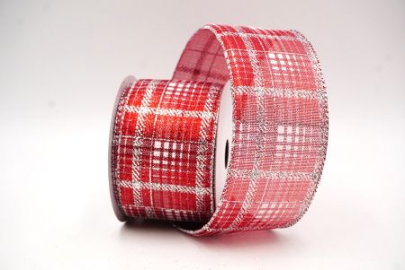 Rood/Zilver Geruit Plaid met Gouden Accenten Draadlint_KF8860G-7