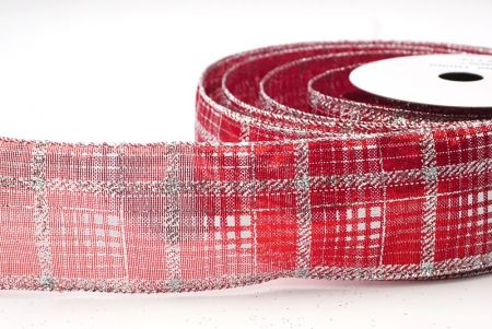 Rot/Silber kariertes Plaid mit goldenen Akzenten Drahtband_KF8860G-7