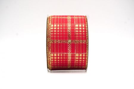 Rot/Gold kariertes Plaid mit goldenen Akzenten Drahtband_KF8861G-7