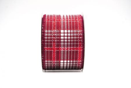 Bordeaux Geruit Plaid met Gouden Accenten Draadlint_KF8862GC-8-8