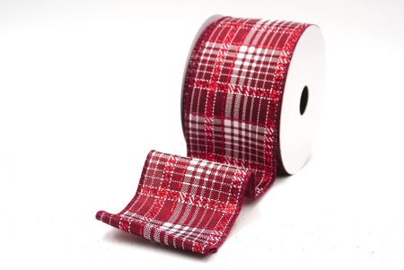 Bordeaux kariertes Plaid mit goldenen Akzenten Drahtband_KF8862GC-8-8