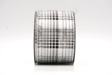 Weißes kariertes Plaid mit goldenen Akzenten Drahtband_KF8863G-1