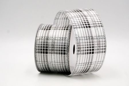 Weißes kariertes Plaid mit goldenen Akzenten Drahtband_KF8863G-1