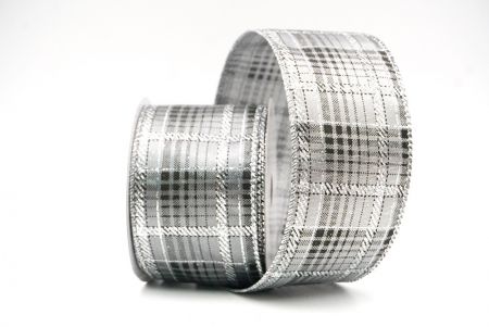 Weiß/Schwarz kariertes Plaid mit goldenen Akzenten Drahtband_KF8863G-50