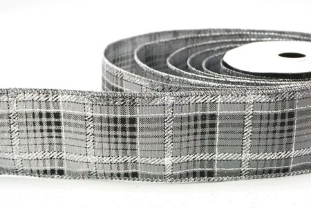 Wit/Zwart Geruit Plaid met Gouden Accenten Draadlint_KF8863G-50