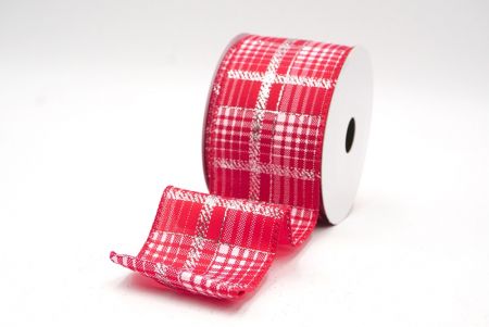 Rot/Weiß silbernes kariertes Plaid mit goldenen Akzenten Drahtband_KF8863GC-7-7