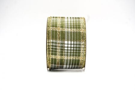 Matcha-Grün kariertes Plaid mit goldenen Akzenten Drahtband_KF8864G-15