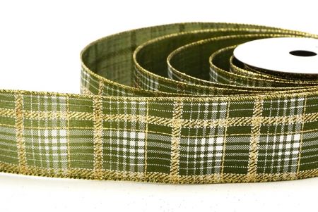 Matcha-Grün kariertes Plaid mit goldenen Akzenten Drahtband_KF8864G-15