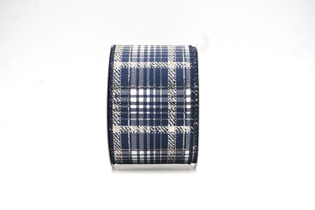 Marineblau kariertes Plaid mit goldenen Akzenten Drahtband_KF8864GC-4-4