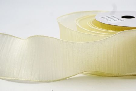 Cream White Textured Pleated Wired Ribbon Collection_KF8866GC-2-2