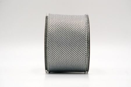 Gray_Shimmering Slanting Stripe Design Wired Ribbon_KF8867GC-50-197