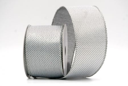 Gray_Shimmering Slanting Stripe Design Wired Ribbon_KF8867GC-50-197