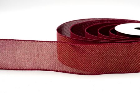 Burgundy_Shimmering Slanting Stripe Design Wired Ribbon_KF8867GC-8-8