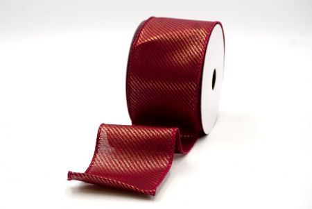 Burgundy_Shimmering Slanting Stripe Design Wired Ribbon_KF8867GC-8-8