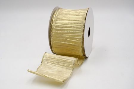 Cream_Metallic Crinkled Wired Ribbon_KF8869GV-2