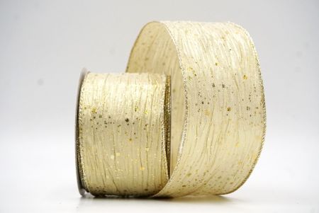 CreamWhite/Gold Glitter Confetti Wired Ribbon Collection_KF8870GV-2