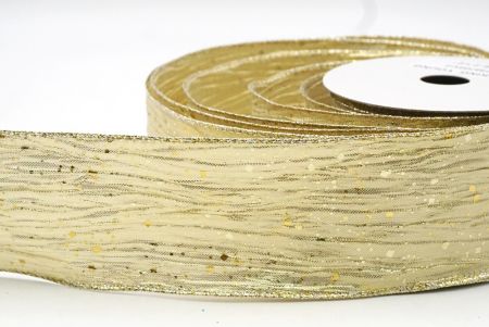 Cremeweißer/Goldener Glitzer-Konfetti Drahtband Kollektion_KF8870GV-2