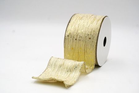 Cremeweißer/Goldener Glitzer-Konfetti Drahtband Kollektion_KF8870GV-2