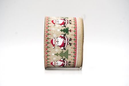 Light Brown Christmas Tree & Santa Claus Wired Ribbon_KF8872GC-13-183