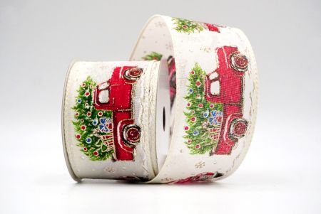 Creme_Vintage Weihnachtsroter Truck Drahtband_KF8873GC-2-2