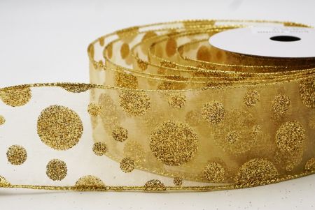 Gold Yellow Shimmering Glitter Polka Dots Ribbon Collection_KF8878G-13