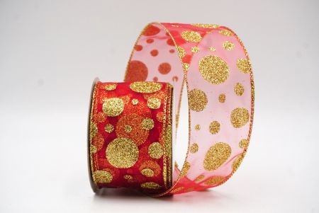 Rode Glanzende Glitter Polka Dots Lint Collectie_KF8878G-7G