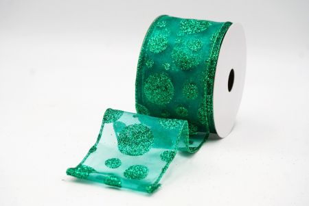 Green Shimmering Glitter Polka Dots Ribbon Collection_KF8878GH-3