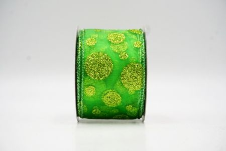 Appelgroene Glanzende Glitter Polka Dots Lint Collectie_KF8878GI-15