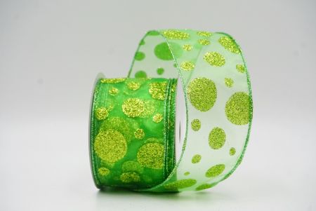 Appelgroene Glanzende Glitter Polka Dots Lint Collectie_KF8878GI-15