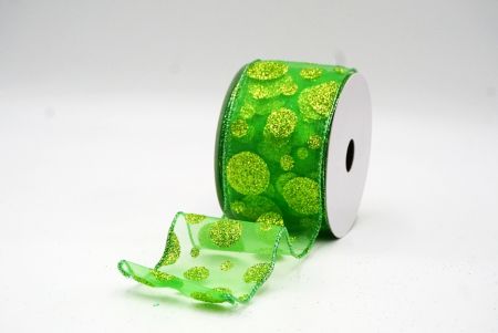 Apple Green Shimmering Glitter Polka Dots Ribbon Collection_KF8878GI-15