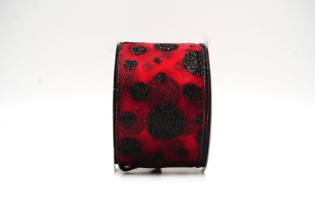 Rood/Zwart Glanzende Glitter Polka Dots Lint Collectie_KF8878GJ-7