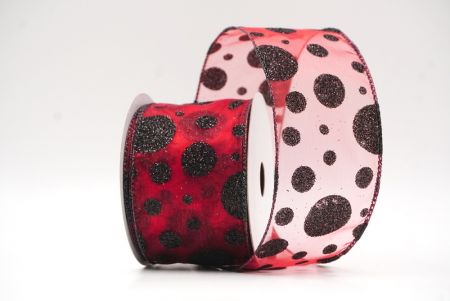 Red/Black Shimmering Glitter Polka Dots Ribbon Collection_KF8878GJ-7